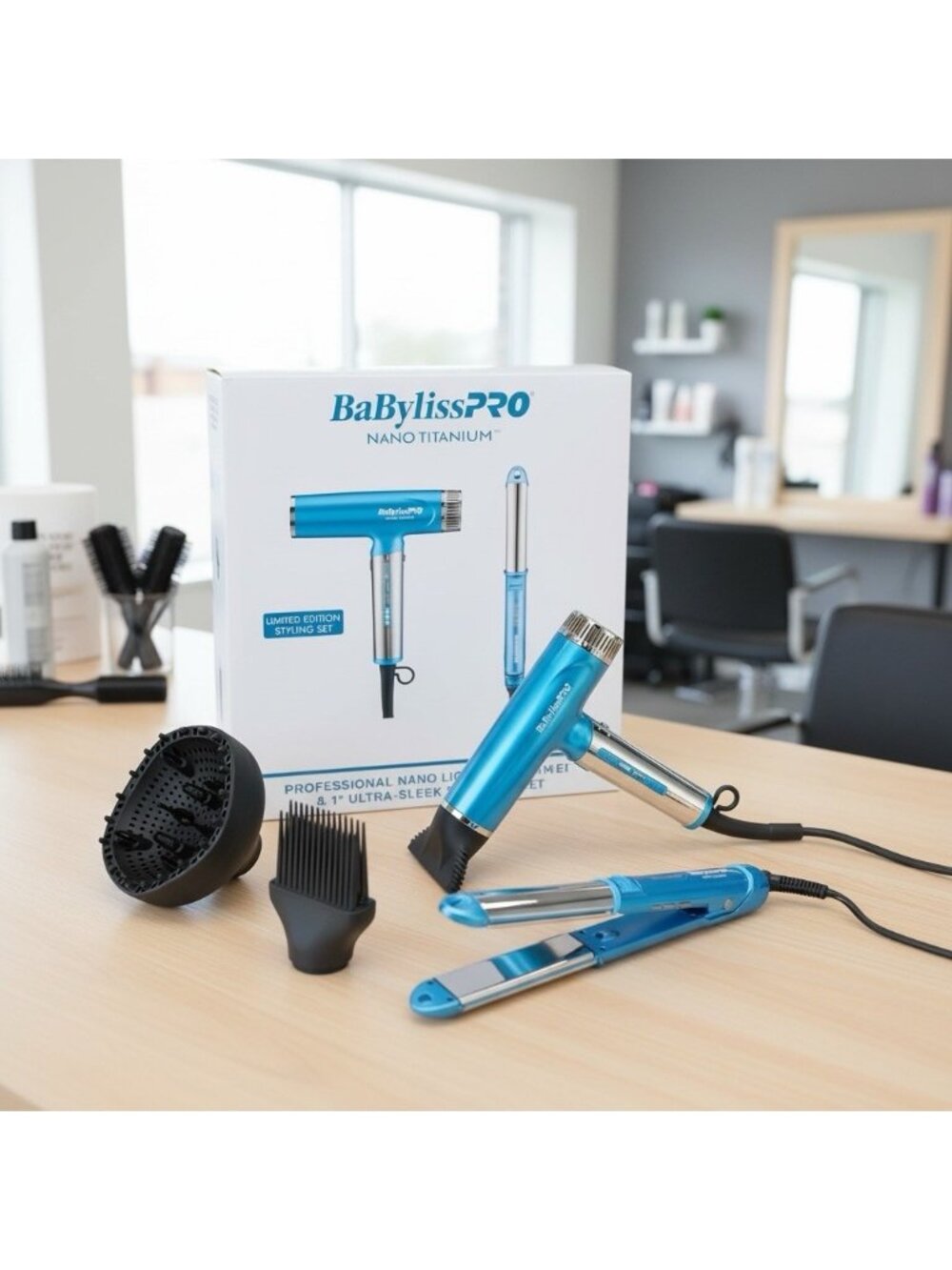 BaBylissPRO Nano Titanium Dryer + 1" Flat Iron Limited Edition Set BNTPP94